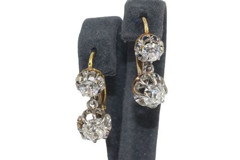 Proantic Boucles D Oreilles Dormeuses Diamants Art Nouveau