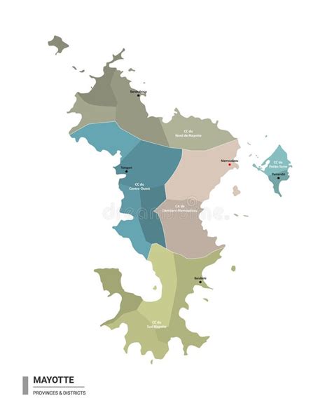 Mayotte Higt Detailed Map With Subdivisions Stock Vector Illustration