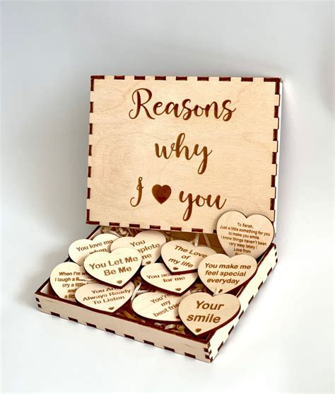 Reasons Why I Love You Personalised Wooden Box With Hearts Etsy