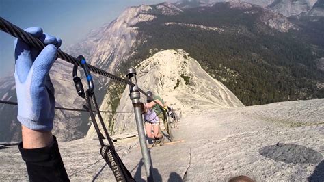 Descending The Cables At Half Dome Yosemite Trip Yosemite Climbing