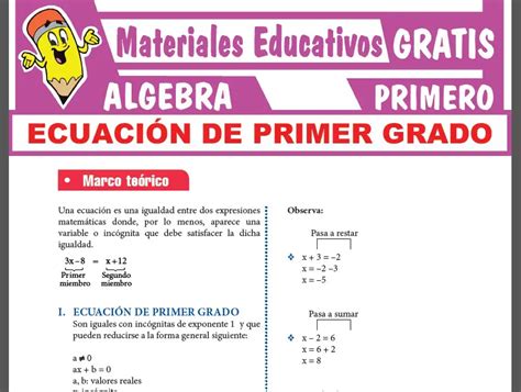 Expresiones Algebraicas Para Primer Grado De Secundaria Materiales