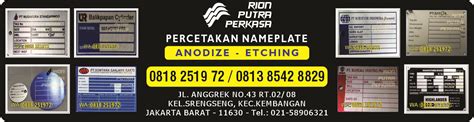 Nameplate Mesin Aluminium Nameplate Mesin Stainless Steel Nameplate