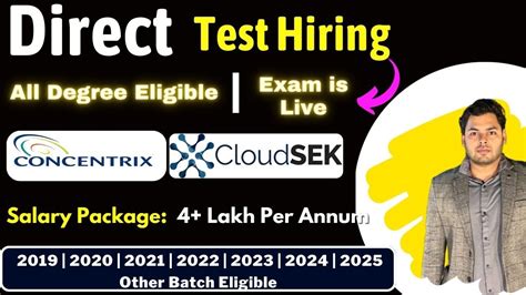 Direct Test Hiring Concentrix Cloudsek Off Campus Drive