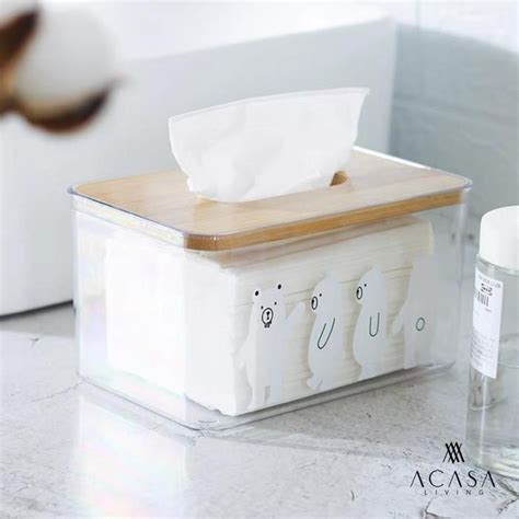 Jual DOKU Tissue Box Acrylic Bear Kotak Tisu Kayu Minimalis Shopee