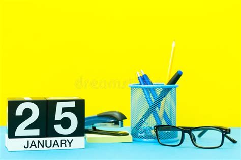 January 25th. Day 25 of January Month, Calendar on Yellow Background ...