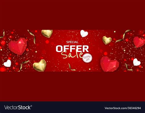 Valentine S Day Sale Poster Or Banner With Hearts Vector Image