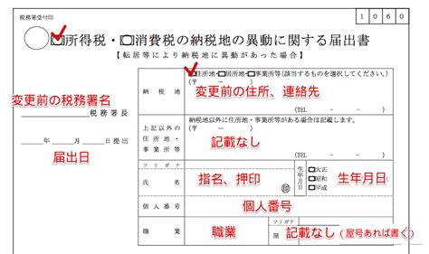 所得税・消費税の納税地の異動に関する届出書の書き方 ムクッといこう