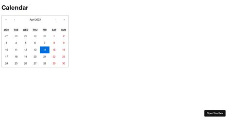 calendar codesandbox