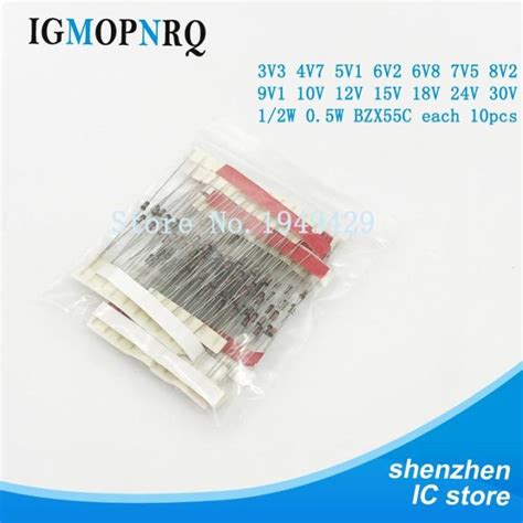 1 2w 0 5W Regulator 3 3 30V 14VALUES 10PCS 140PCS Zener Diode Assorted