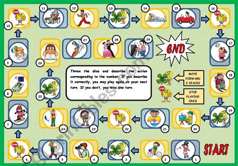 Describing Actions Board Game Esl Worksheet By Xani