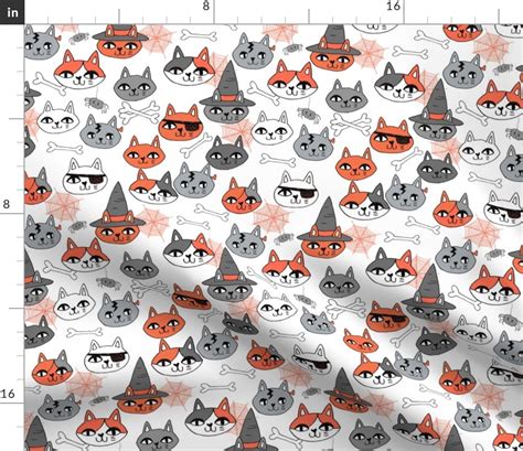 Halloween Cats Fabric Spooky Cute Fabric Spoonflower