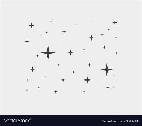 Sparkles Star Line Icons Sparkle Black Pictograph Vector Image