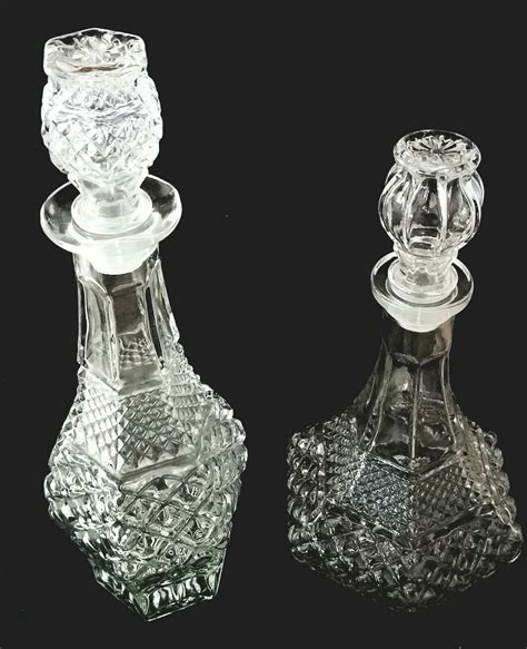 Vintage Anchor Hocking Glass Wexford Crystal Pristine And Gorgeous Decanters 2 Wexford