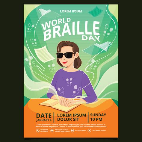 World Braille Day Poster Template 14414346 Vector Art at Vecteezy