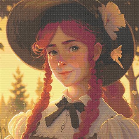 Anne Of Green Gables Redhead Anime Girl Cross Stitch Pattern Etsy