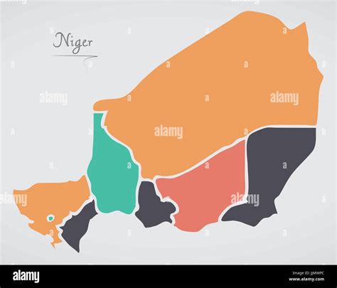 Niger Map With States And Modern Round Shapes Stock Vector Image And Art