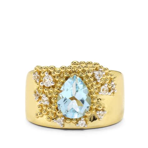 Sky Blue Topaz White Zircon Midas Ring Atgw Cts Gemporia