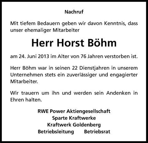 Traueranzeigen Von Horst Boehm WirTrauern