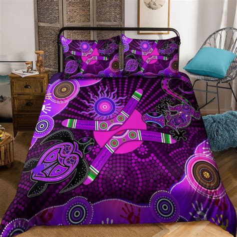 Oceania Bedding Set Aboriginal Naidoc Week Best Purple Turtle