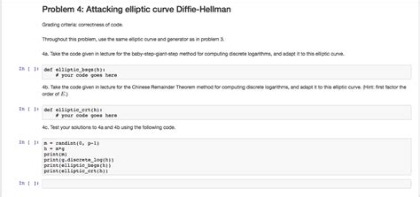 Problem 4: Attacking elliptic curve Diffie-Hellman | Chegg.com