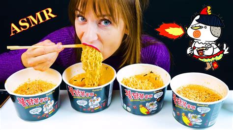 Nuclear Spicy Fire Noodles Challenge Asmr Eating Sounds Lilibu Youtube