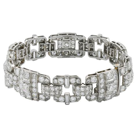 Tiffany And Co Art Deco Diamond And Sapphire Line Bracelet For Sale At