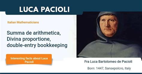 Fra Luca Bartolomeo De Pacioli Italian Mathematician Vedic Math School