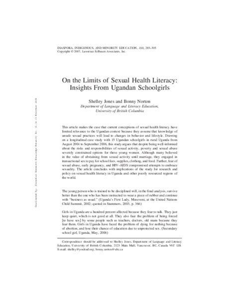 Pdf On The Limits Of Sexual Health Literacy Insights From Ugandan