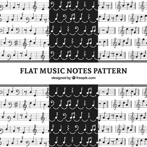 Patrones De Notas Musicales En Blanco Y Negro Vector Gratis