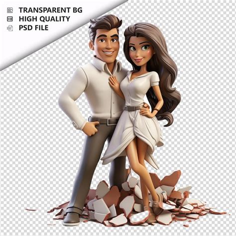 Pareja Latina Destructiva En D Estilo Dibujos Animados Con Fondo Blanco Archivo PSD Premium