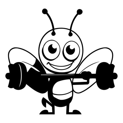 Premium Vector Cute Cartoon Red Ant Lifting A Barbell Vector Illustration