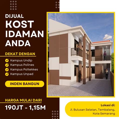 Jual Hunian Kost Lantai Pesan Bangun Lokasi Strategis Area Undip