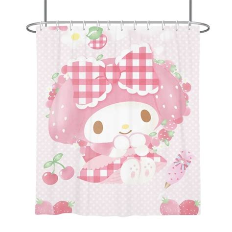 Sanrios Mymelody Cinnamoroll Kuromi Kawaii Anime Cartoon Shower Curtain