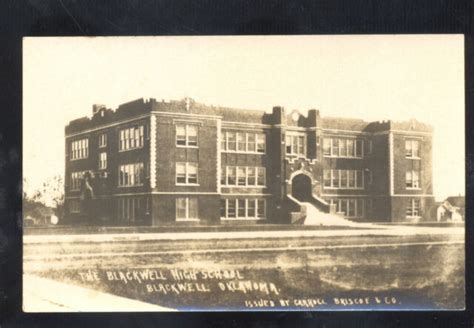 Rppc Blackwell Oklahoma Blackwell High School Real Photo Postcard Okla