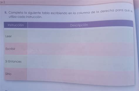 Completa La Siguiente Tabla Escribiendo En Una Columna De La Derecha