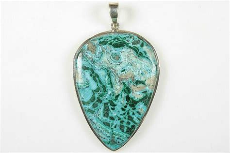 2 4 Vibrant Malachite Chrysocolla Pendant 925 Sterling Silver