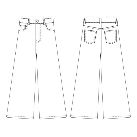 Template High Waist Straight Fit Jeans Vector Illustration Flat Design Outline Clothing 5149414