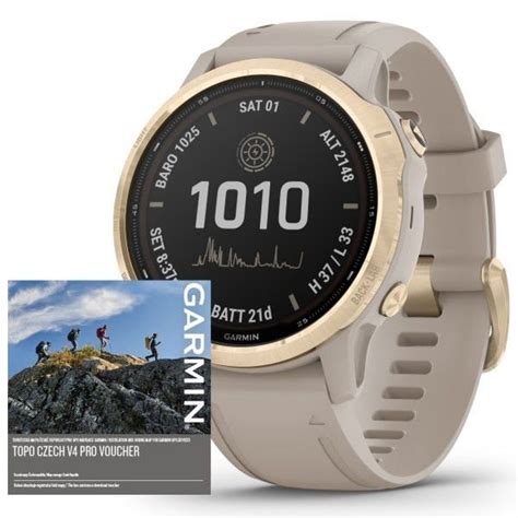 Garmin Fenix S Pro Solar Lightgold Sand Band Map Music