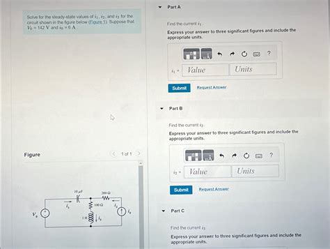 Part ASolve For The Steady State Values Of I1 I2 Chegg