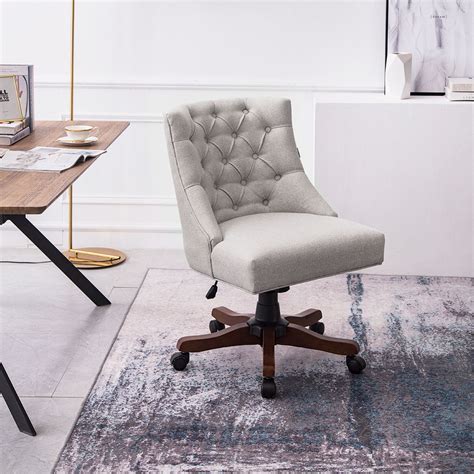 Hironpal Grey Crushed Velvet Fabric Home Office Chair Swivel High