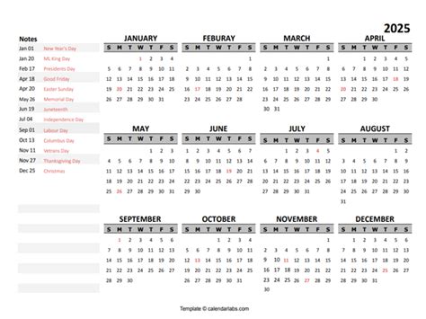 Free google docs calendar template 2025