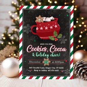Cookies And Cocoa Invitation Hot Chocolate Christmas Invite Cocoa Pary Chalkboard Christmas