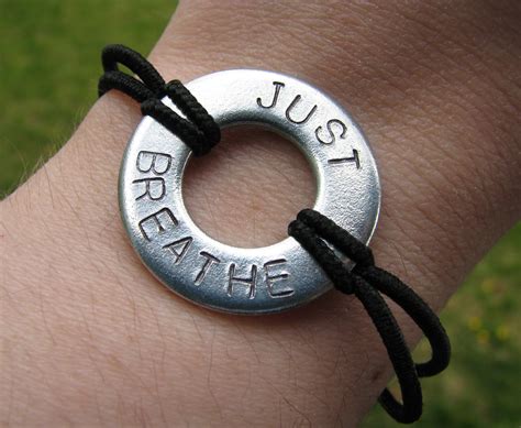 Hand Stamped Just Breathe Bracelet