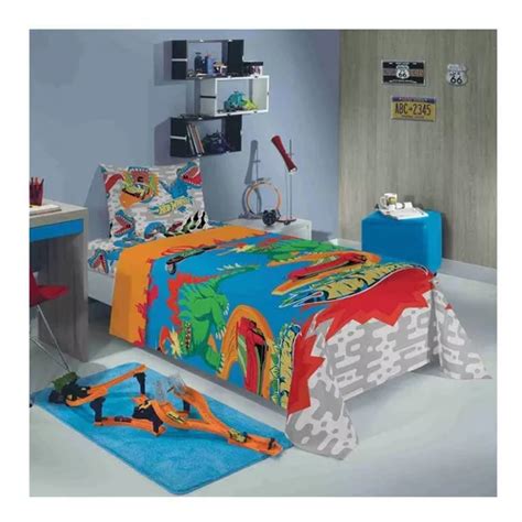 Acolchado Lepper Hot Wheels plaza diseño sublimado color azul de cm x cm MercadoLibre
