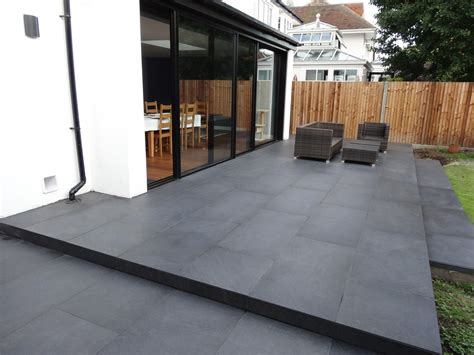 Black Porcelain Tile Patio Elegant Paving Modern Urban Garden Living