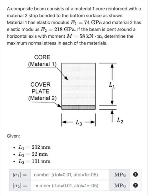 Solved A Composite Beam Consists Of A Material Core Chegg