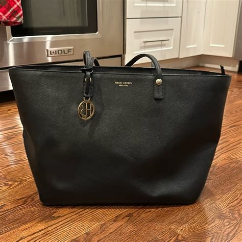 Henri Bendel Bags Henri Bendel Black Crossgrain Leather Top Handle