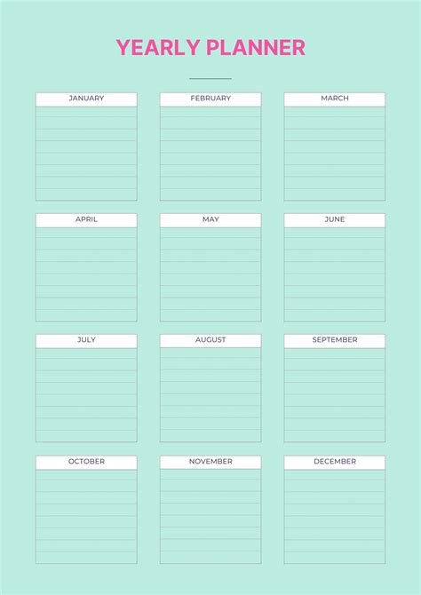 Printable Yearly Planner | Yearly planner, Planner, Printable planner