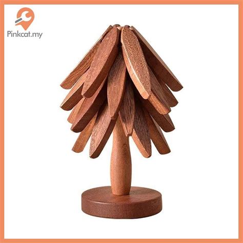 Pinkcat Pcs Trivets Wooden Trivets For Hot Dishes Insulation Pad Tree Shape Trivet Set Coaster