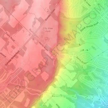 Niagara Escarpment topographic map, elevation, relief